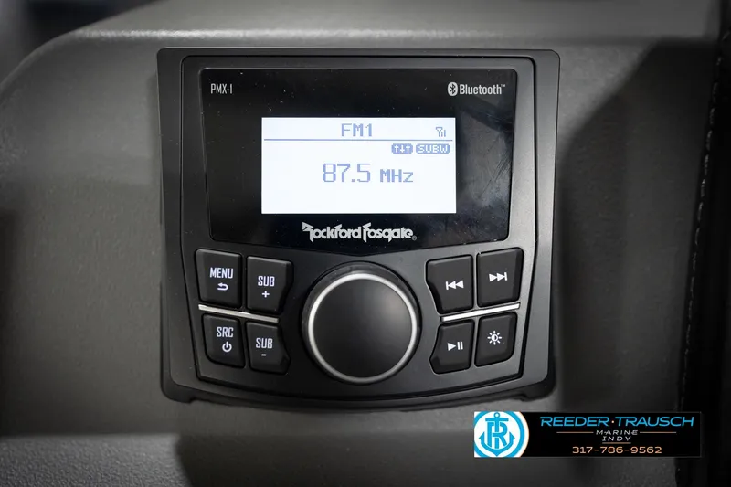 Slide: The Image of Garmin GPS display on 2026 Bennington 22 SSB boat dashboard, showing U.S. map. - 38