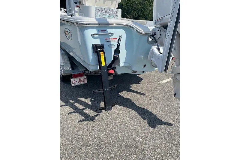 Slide: The Image of 2024 Sea Hunt BX 25 FS boat rear view with trailer attachment. - 5