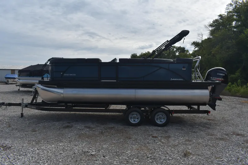 Slide: The Image of 2026 Godfrey Sweetwater 2086C Tritoon on trailer, parked outdoors, side view. - 7