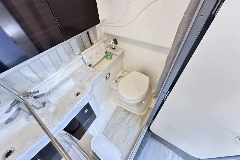 Slide: The Image of 2018 Formula 350 Sun Sport bathroom with modern fixtures and compact design. - 41