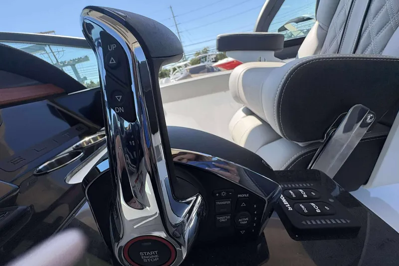 Slide: The Image of Control panel of 2026 Monterey 27 Elite boat with sleek design and modern features. - 14