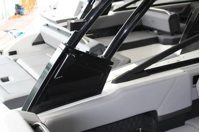 Slide: The Image of 2025 Cobalt R4 boat interior with sleek seating and modern design elements. - 5