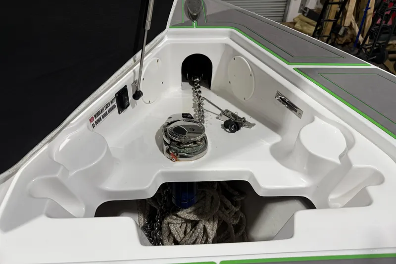 Slide: The Image of Anchor compartment of 2017 Statement 350 Open boat with windlass and chain. - 39