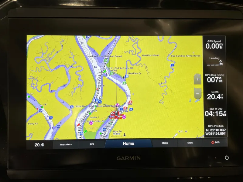 Slide: The Image of Garmin GPS display on Jeanneau NC 895, 2020 model, showing detailed navigation map. - 20