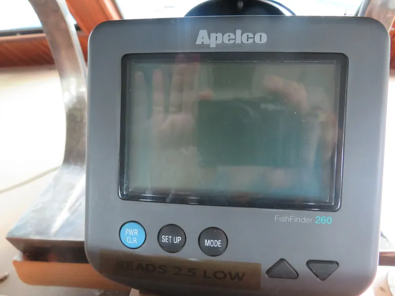 Slide: The Image of Apelco FishFinder 260 on 1986 Hatteras 58 Motor Yacht dashboard. - 49