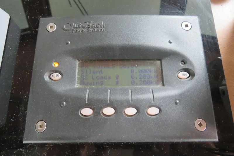 Slide: The Image of OutBack Power Systems control panel on 1986 Hatteras 58 Motor Yacht. - 49