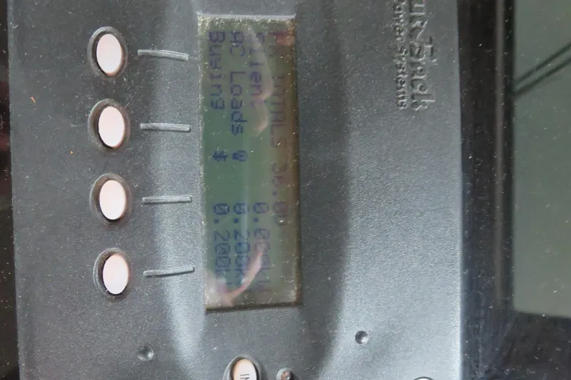 Slide: The Image of Close-up of a control panel on a 1986 Hatteras 58 Motor Yacht. - 63