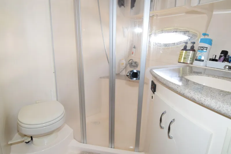Slide: The Image of Bathroom interior of 2008 Carver 36 Mariner yacht with shower and sink. - 9