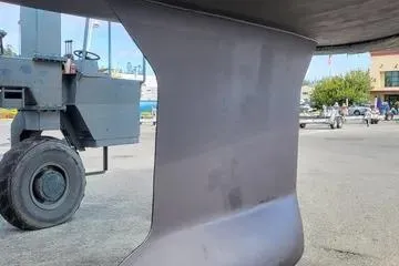 Slide: The Image of Keel of 2002 Jeanneau Sun Odyssey 43 DS sailboat in a shipyard. - 12