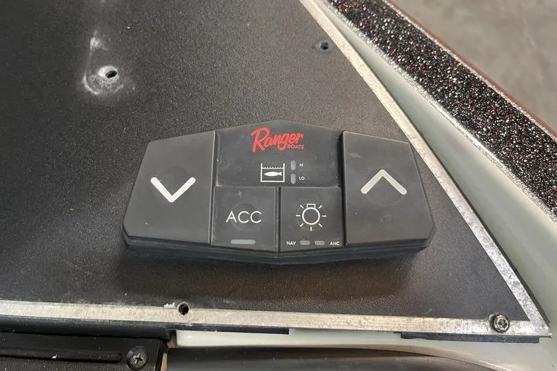 Slide: The Image of Control panel of 2022 Ranger Z520R boat with navigation and accessory buttons. - 21