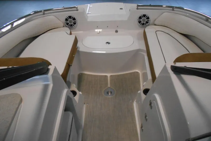 Slide: The Image of Interior view of 2025 Stingray 201 DC boat, featuring spacious seating and modern design. - 11