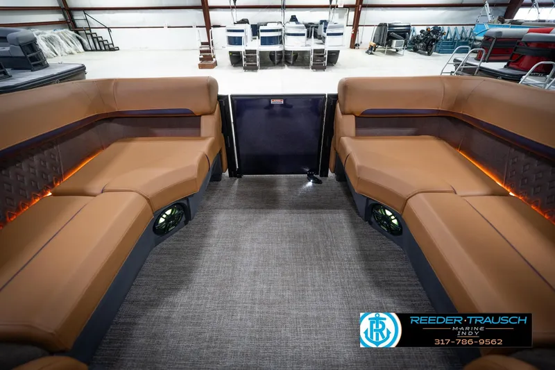 Slide: The Image of Luxurious interior of 2026 Bennington 22 MFB pontoon boat with plush seating. - 17