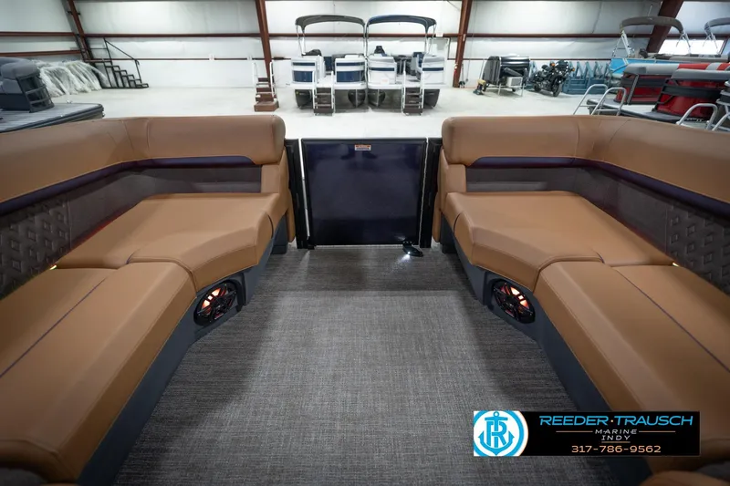 Slide: The Image of Luxurious seating in 2026 Bennington 22 MFB boat, featuring premium upholstery and elegant design. - 25