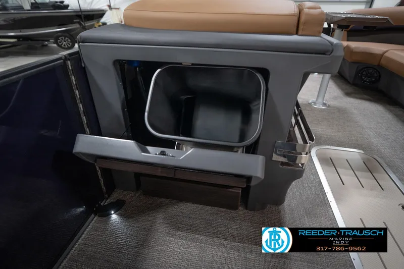 Slide: The Image of 2026 Bennington 22 MFB boat interior with sleek storage compartment and modern design. - 28