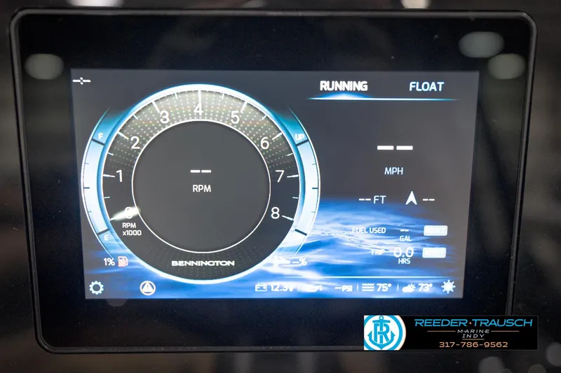 Slide: The Image of Control panel of a 2026 Bennington 22 MFB boat with various function buttons. - 35