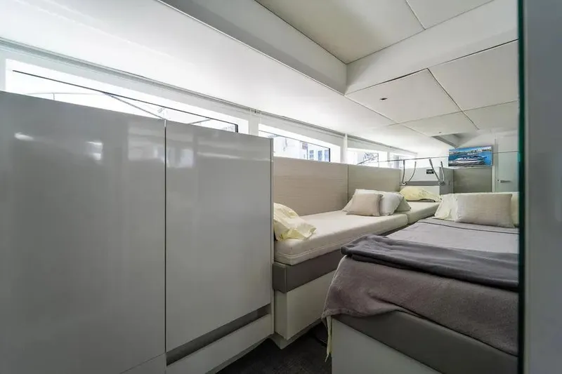 Slide: The Image of Luxurious interior of 2019 DutchCraft 56 Open yacht with modern twin beds. - 32