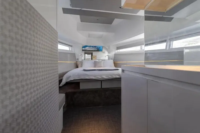 Slide: The Image of Luxurious interior of 2019 DutchCraft 56 Open yacht with modern bedroom design. - 35