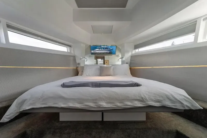 Slide: The Image of Luxurious bedroom interior of 2019 DutchCraft 56 Open yacht with modern design. - 36