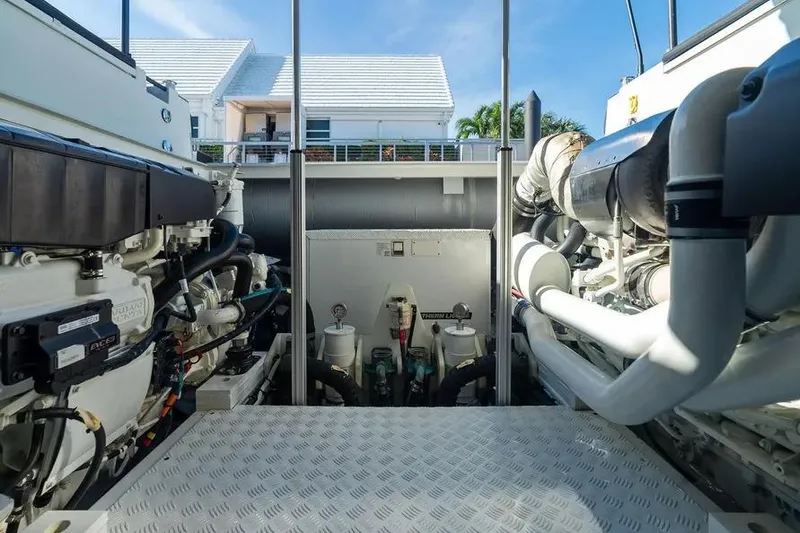 Slide: The Image of Engine room of 2019 DutchCraft 56 Open yacht, showcasing mechanical components and systems. - 39
