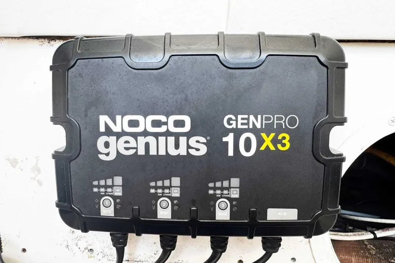 Slide: The Image of NOCO Genius GENPRO 10X3 charger installed on 2005 Wellcraft 32 CCF boat. - 20