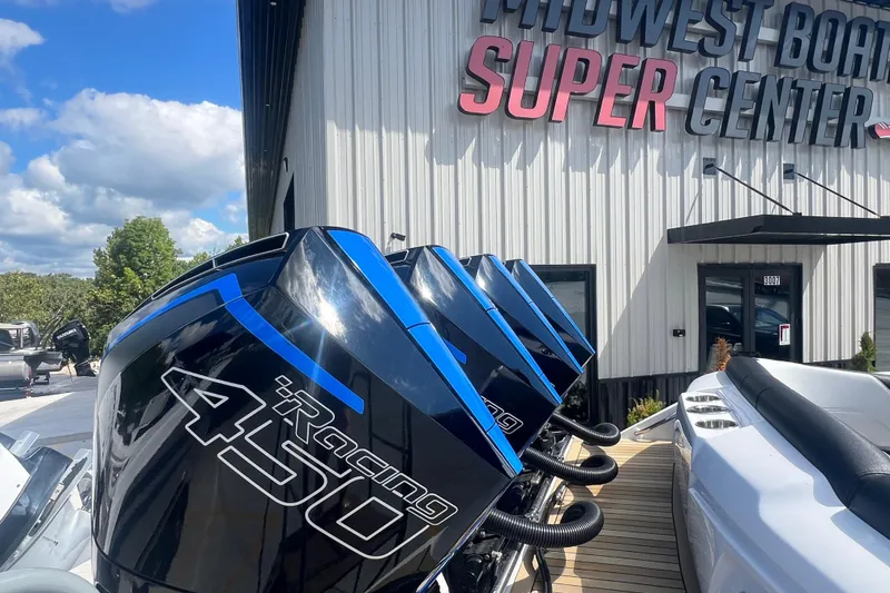 Slide: The Image of 2023 Nor-Tech 390 Sport boat with powerful engines at Midwest Boat Super Center. - 15