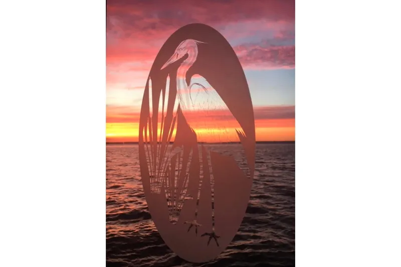 Slide: The Image of Interior view of 2003 Carver 444 Cockpit Motor Yacht overlooking serene waters. - 15