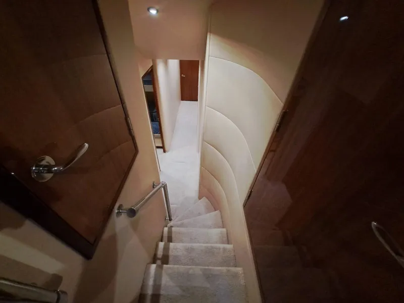 Slide: The Image of Luxurious bathroom in 2006 Hatteras 68 Convertible yacht with shower and toilet. - 37