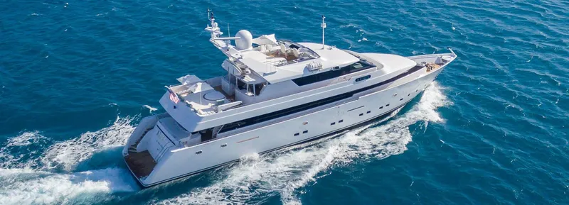 The Image of Luxury Intermarine 118 yacht cruising on open sea, 1998 model. - 0