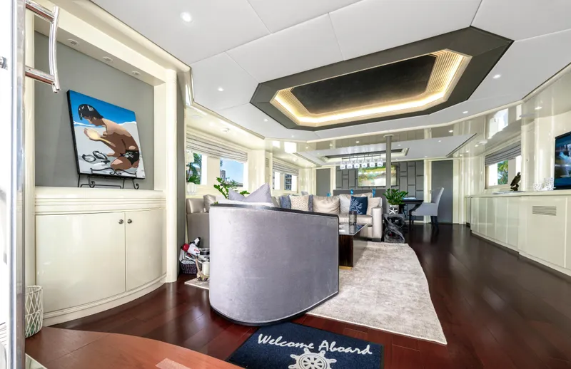 Slide: The Image of Luxurious 1998 Intermarine 118 yacht interior with modern decor and elegant furnishings. - 26