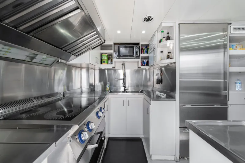 Slide: The Image of Modern stainless steel kitchen in 1998 Intermarine 118 yacht. - 34