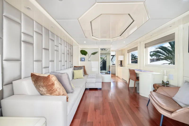 Slide: The Image of Luxurious 1998 Intermarine 118 yacht interior with elegant seating and modern decor. - 49