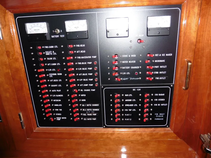 Slide: The Image of Electrical control panel on a 2000 Novatec Cockpit Motor Yacht. - 23