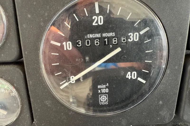 Slide: The Image of Close-up of Novatec Cockpit Motor Yacht tachometer, showing 3,618.6 engine hours. - 45