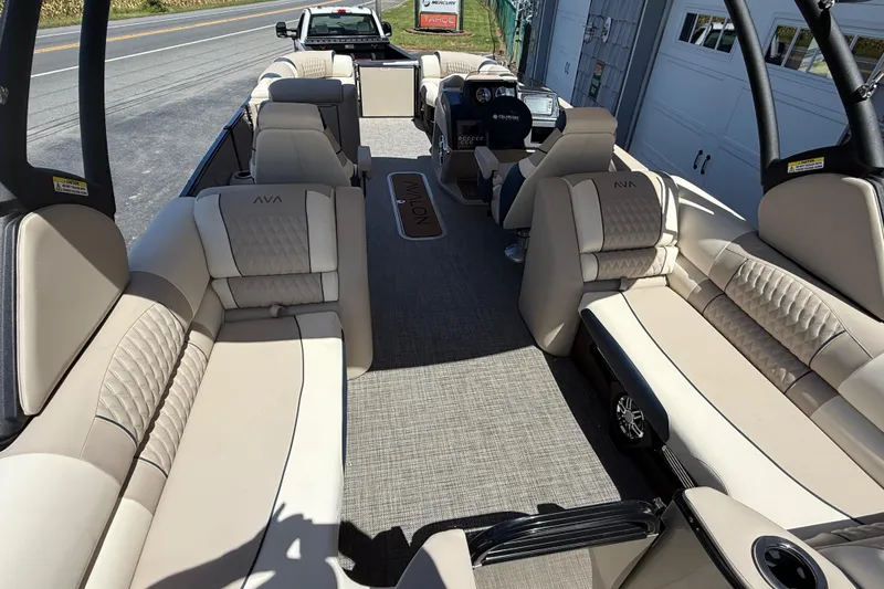 Slide: The Image of Luxurious 2026 Avalon 2385 Catalina Quad Lounger with plush seating and modern dashboard. - 12