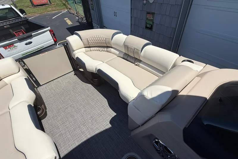 Slide: The Image of Luxurious seating on 2026 Avalon 2385 Catalina Quad Lounger, Tri Toon High Performance boat. - 15