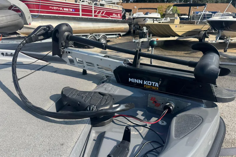Slide: The Image of 2021 Bass Cat Margay with Minn Kota Fortrex trolling motor on deck. - 22