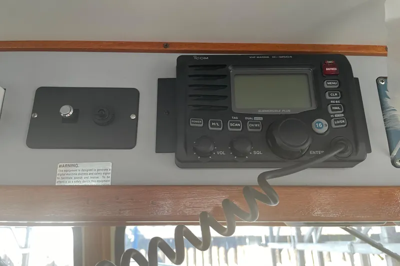 Slide: The Image of VHF marine radio on 1978 Delta Marine 43 Trawler dashboard. - 30