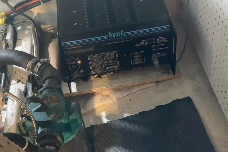 Slide: The Image of Engine room of 1978 Delta Marine 43 Trawler with Heart power inverter. - 57