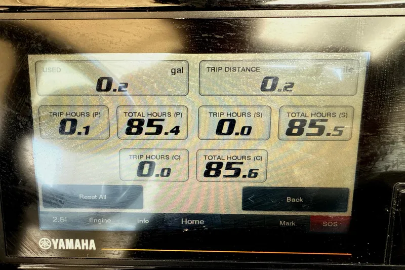 Slide: The Image of 2022 Pursuit OS 355 Offshore boat ceiling with speaker and light fixture. - 23