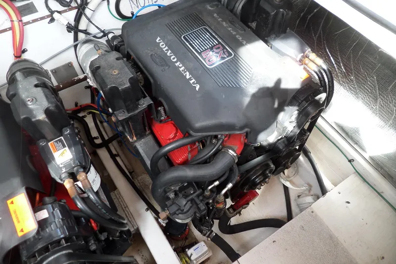 Slide: The Image of Engine compartment of 2003 Cruisers Yachts 3275 Express with Volvo Penta engine. - 58