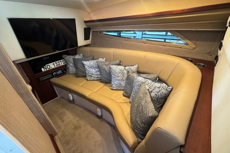 Slide: The Image of Luxurious interior of 2022 Cobalt R35 boat with plush seating and modern amenities. - 17