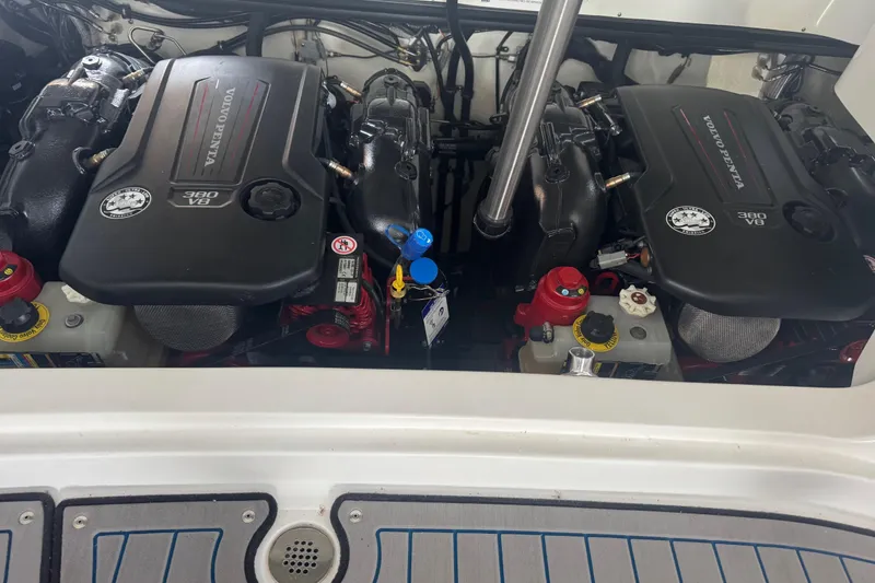 Slide: The Image of Engine compartment of a 2022 Cobalt R35 with dual Volvo Penta 380 V8 engines. - 22
