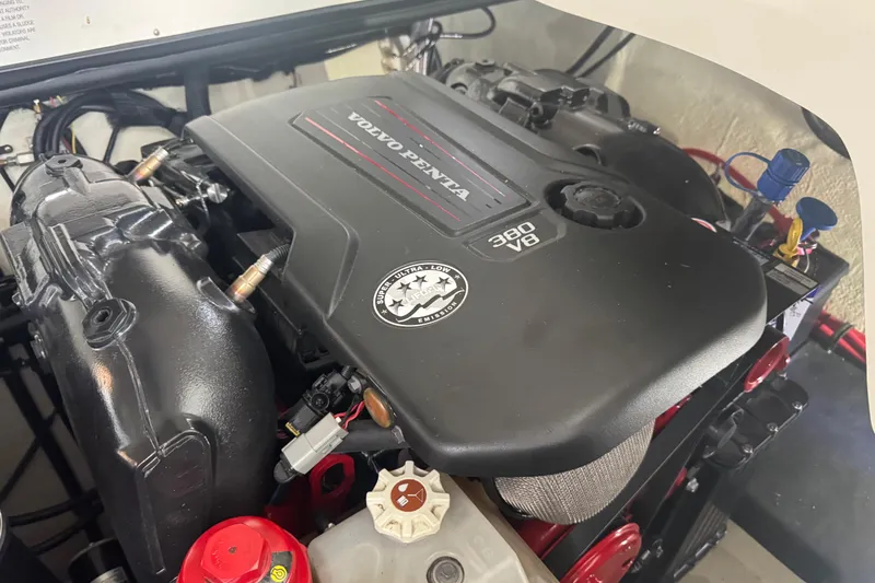 Slide: The Image of Volvo Penta 380 V8 engine in 2022 Cobalt R35 boat, detailed view. - 23