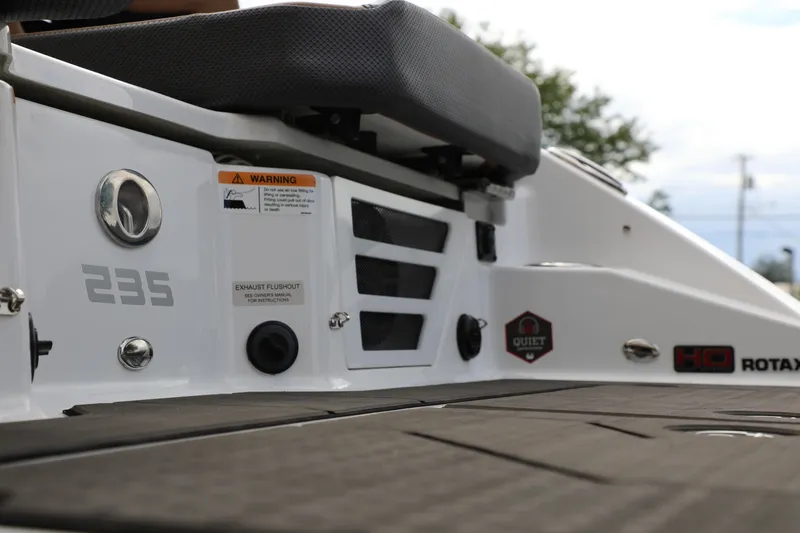 Slide: The Image of 2024 Scarab 235 Wake ID boat, featuring HD Rotax engine and safety warnings. - 12