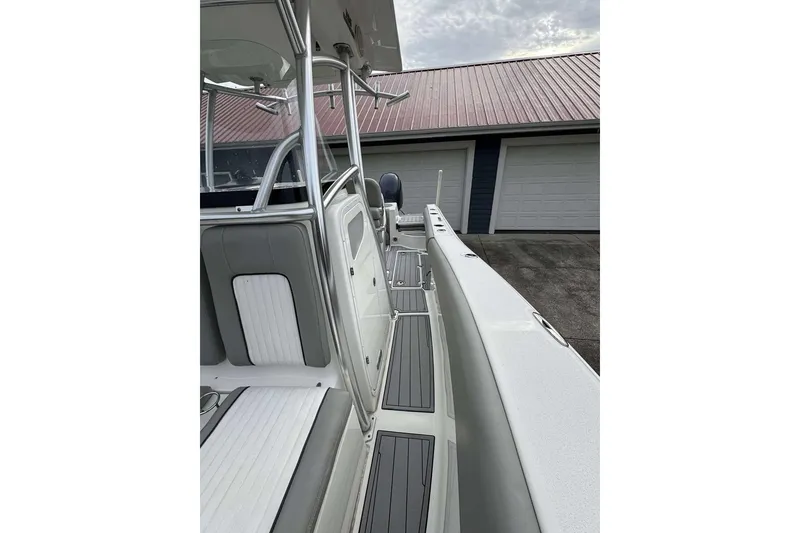 Slide: The Image of 2017 Sea Fox 266 Commander boat interior with sleek seating and modern design. - 5