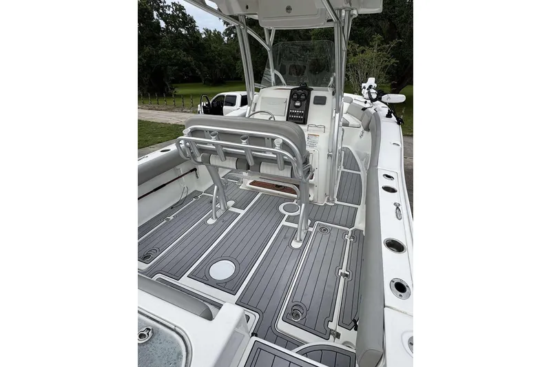 Slide: The Image of 2017 Sea Fox 266 Commander boat interior with sleek deck and modern controls. - 6