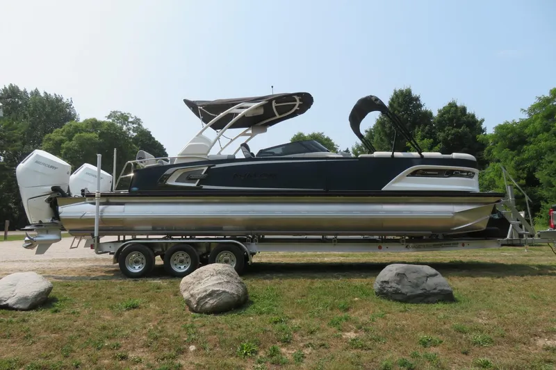 Slide: The Image of 2026 Avalon 2785 Excalibur LTD Quad Lounger Tri-toon on trailer, Sarasota, FL. - 6