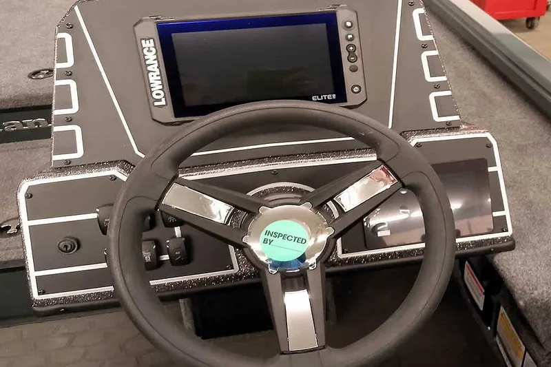 Slide: The Image of Steering console of 2025 Ranger ALPHA 208 boat with Lowrance Elite display. - 27