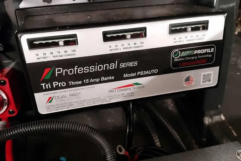 Slide: The Image of Professional Series battery charger with Tri Pro 15 Amp banks, model PS3AUTO, featuring AutoProfile technology. - 34