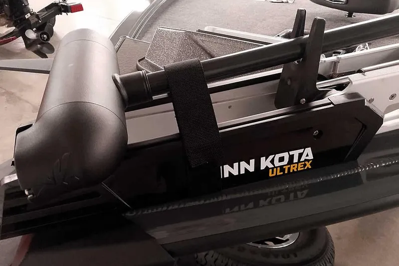 Slide: The Image of Minn Kota Ultrex motor mounted on 2025 Ranger ALPHA 208 boat. - 8